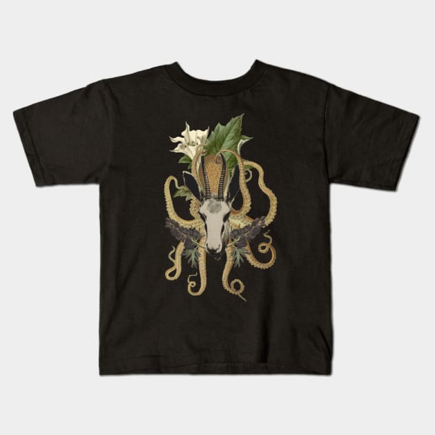 Capra Tentacle Kids T-Shirt by Black Rabbit Curiosities 